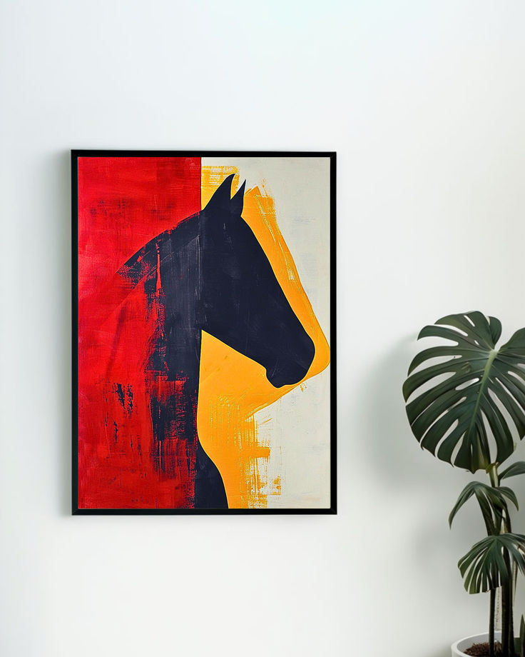 Abstract Horse Art Print | Horse Wall Decor | Black Horse