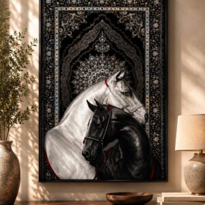 Regal Horse Duo Persian Rug Wall Art