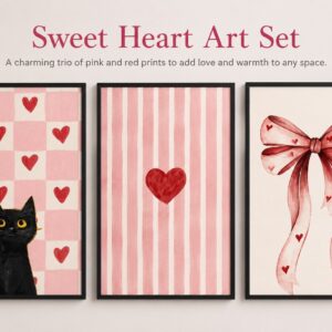 Cute Heart & Bow Wall Art Set