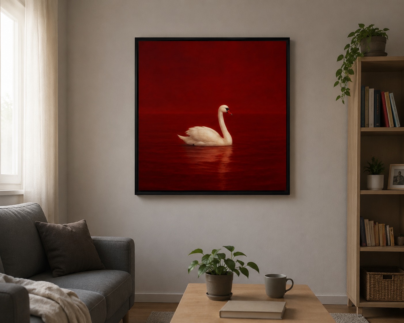 Crimson Swan Wall Art