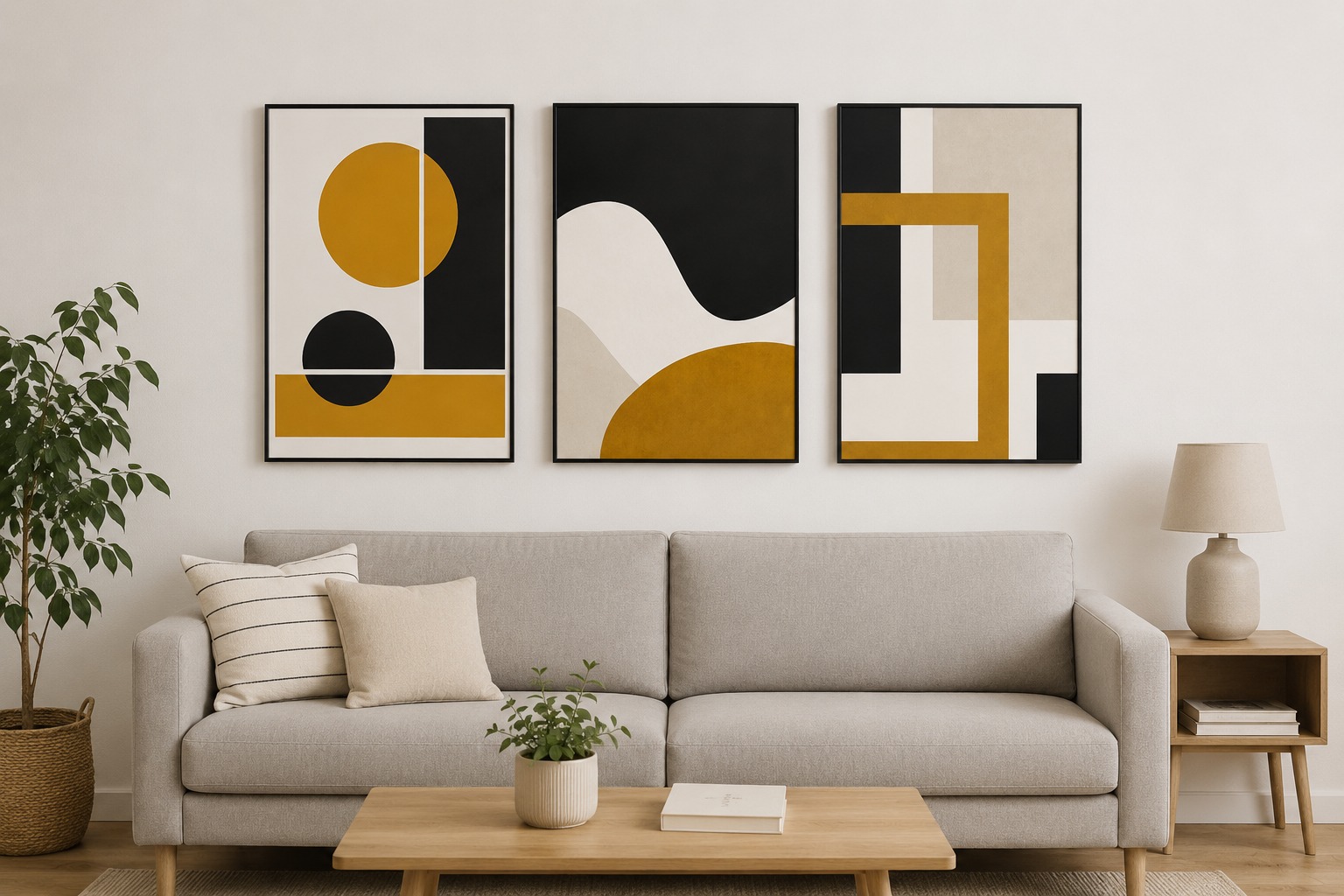 Modern Abstract Geometric Wall Art Set of 3